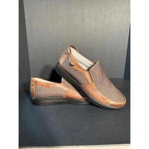 Burruijing Mens Brown Slip On Loafers Casual Fabric Leather Shoes Size 265 8.5-9